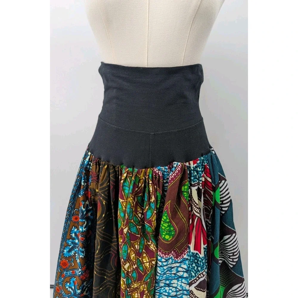Mopa's Full Midi Skirt Floral Size S Fold Over Waist Boho Festival Hippie Artsy